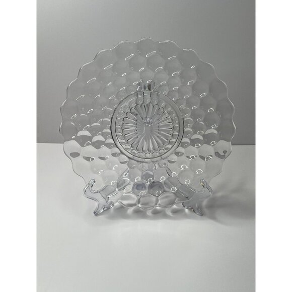 Vintage ANCHOR HOCKING -Bubble Clear- Glass 9 7/8" Dinner Plate - Picture 1 of 7